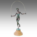 Estátua de dançarina figura Lady Skip Bronze escultura TPE-597